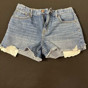Old Navy Blue Jean Shorts with Lace Trim